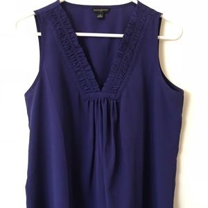 V-neck indigo blue sleeveless top